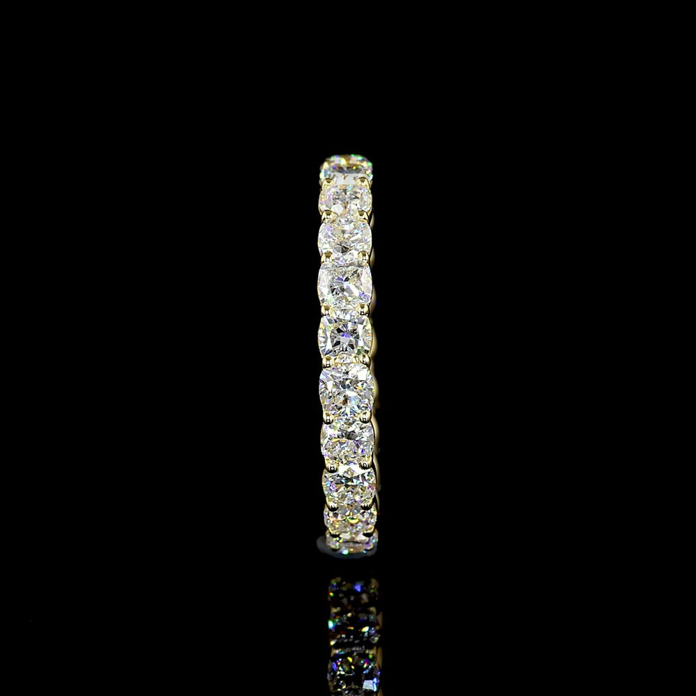 14K Yellow Gold Eternity Band with 2.21 Carats Total Weight Square Cushion Brilliant Cut Lab Diamonds in Prong Setting - Covaloro Fine Jewelry