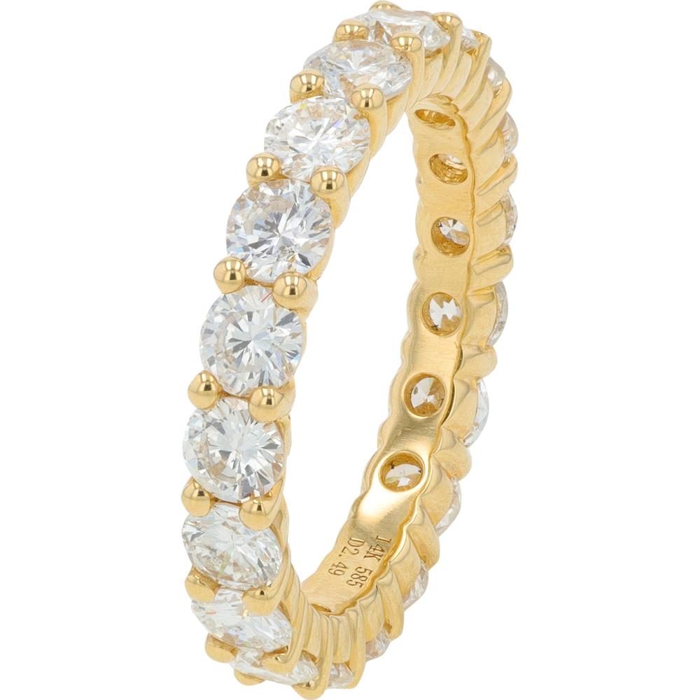 14K Yellow Gold Eternity Band with 2.49 Carat Total Round Diamonds