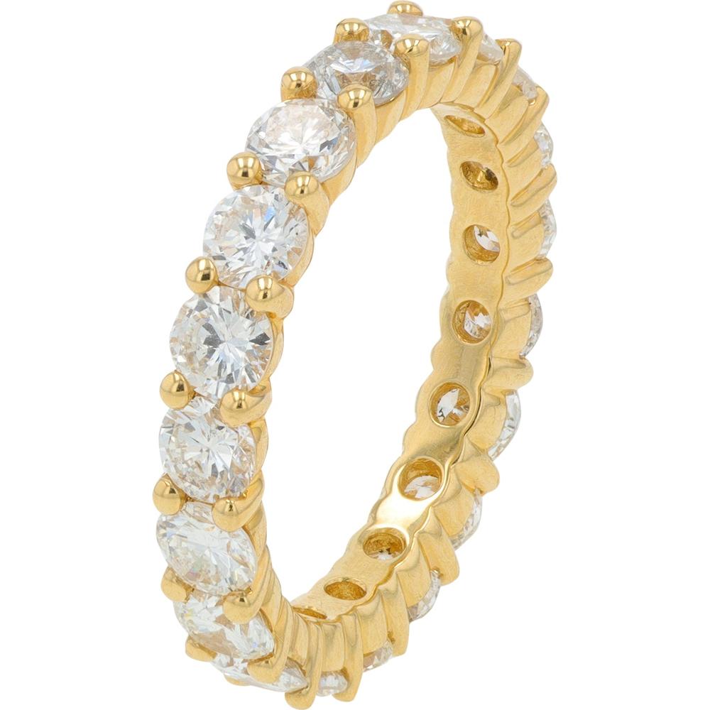14K Yellow Gold Eternity Band with 2.59 Carat Round Prong Set Diamonds