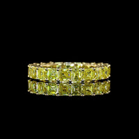 14K Yellow Gold Eternity Band with 21 Prong-Set Asscher Cut Fancy Vivid Yellow Lab Diamonds - 3.70 Carat Total Weight - Covaloro Fine Jewelry