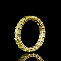 14K Yellow Gold Eternity Band with 21 Prong-Set Asscher Cut Fancy Vivid Yellow Lab Diamonds - 3.70 Carat Total Weight - Covaloro Fine Jewelry
