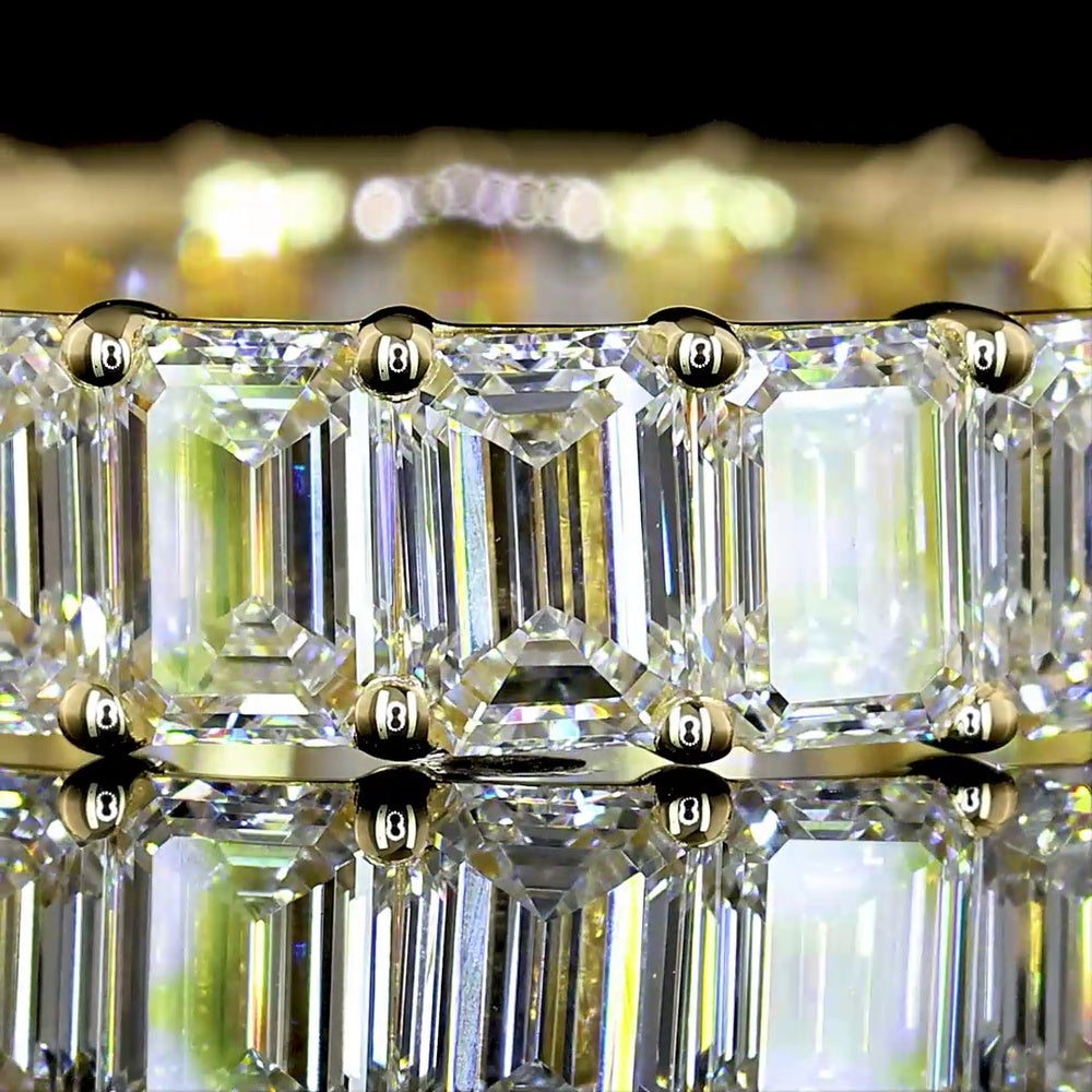 14K Yellow Gold Eternity Band with 23 North-South Set Emerald Cut Lab Diamonds - 4.05 Carat Total Weight (E-F VVS2) - Covaloro Fine Jewelry
