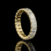 14K Yellow Gold Eternity Band with 23 North-South Set Emerald Cut Lab Diamonds - 4.05 Carat Total Weight (E-F VVS2) - Covaloro Fine Jewelry