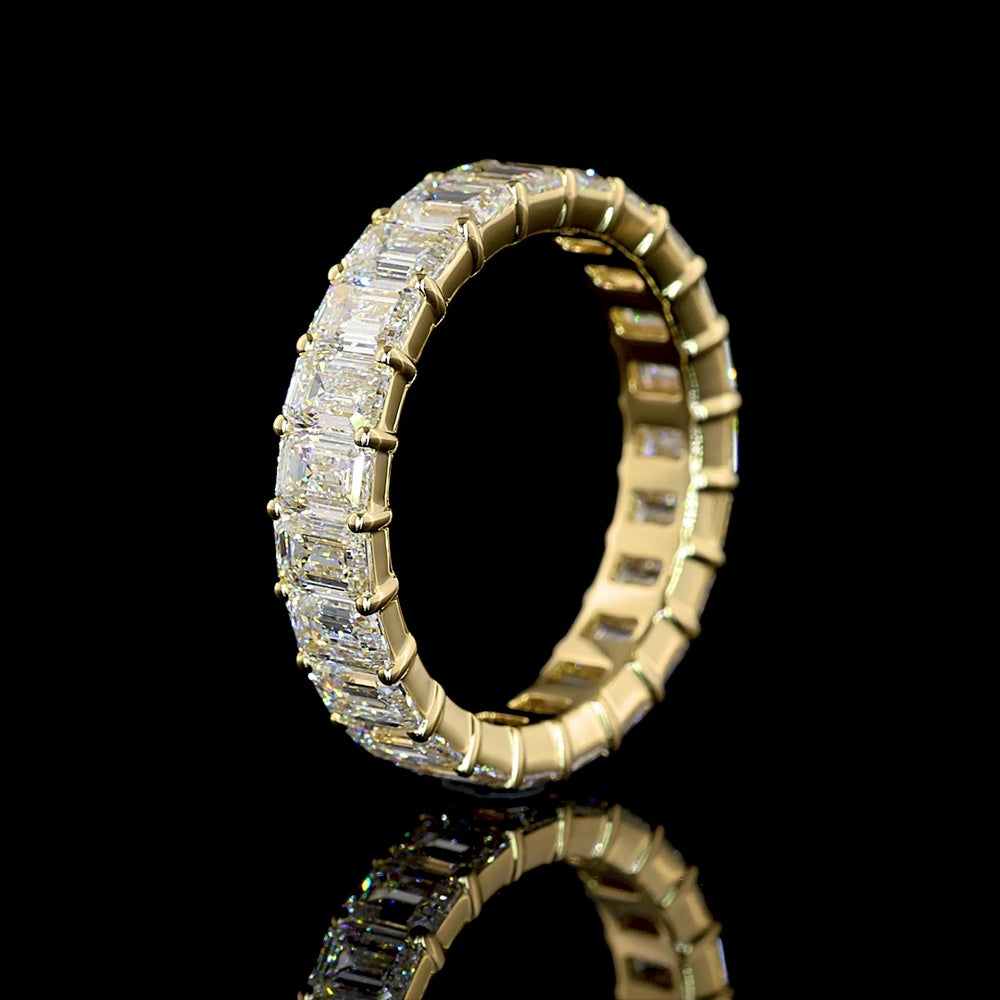 14K Yellow Gold Eternity Band with 23 North-South Set Emerald Cut Lab Diamonds - 4.05 Carat Total Weight (E-F VVS2) - Covaloro Fine Jewelry