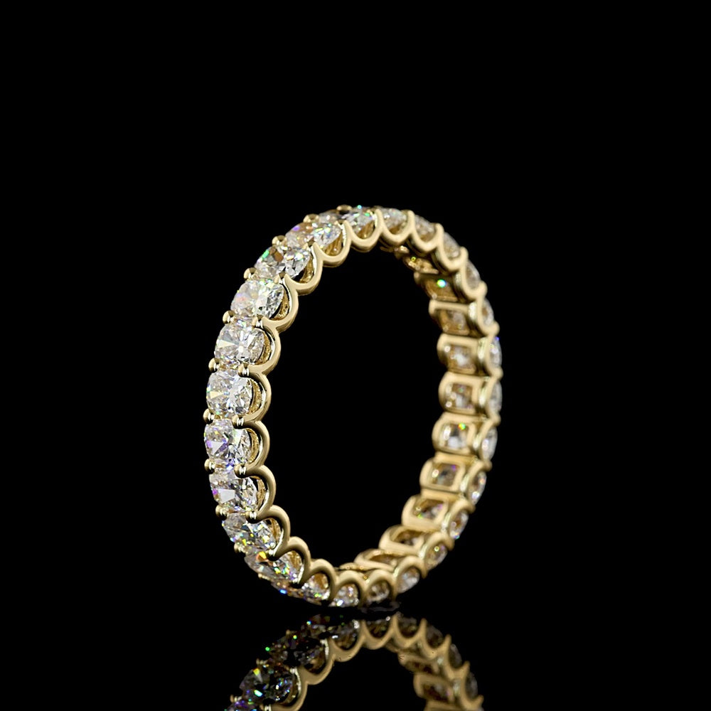 14K Yellow Gold Eternity Band with 25 Cushion Brilliant Cut Lab Diamonds in U-Prong Setting - 2.86 Carats Total Diamond Weight - Covaloro Fine Jewelry