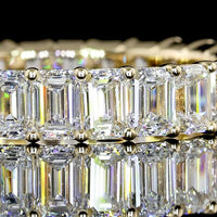 14K Yellow Gold Eternity Band with 26 Prong-Set Emerald Cut Lab Diamonds - 3.20 Carats Total Diamond Weight - Covaloro Fine Jewelry