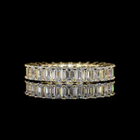 14K Yellow Gold Eternity Band with 27 North-South Prong Set Emerald Cut Lab Diamonds - 2.88 Carats Total Diamond Weight - Covaloro Fine Jewelry