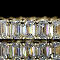 14K Yellow Gold Eternity Band with 27 North-South Prong Set Emerald Cut Lab Diamonds - 2.88 Carats Total Diamond Weight - Covaloro Fine Jewelry