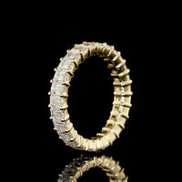 14K Yellow Gold Eternity Band with 27 North-South Prong Set Emerald Cut Lab Diamonds - 2.88 Carats Total Diamond Weight - Covaloro Fine Jewelry