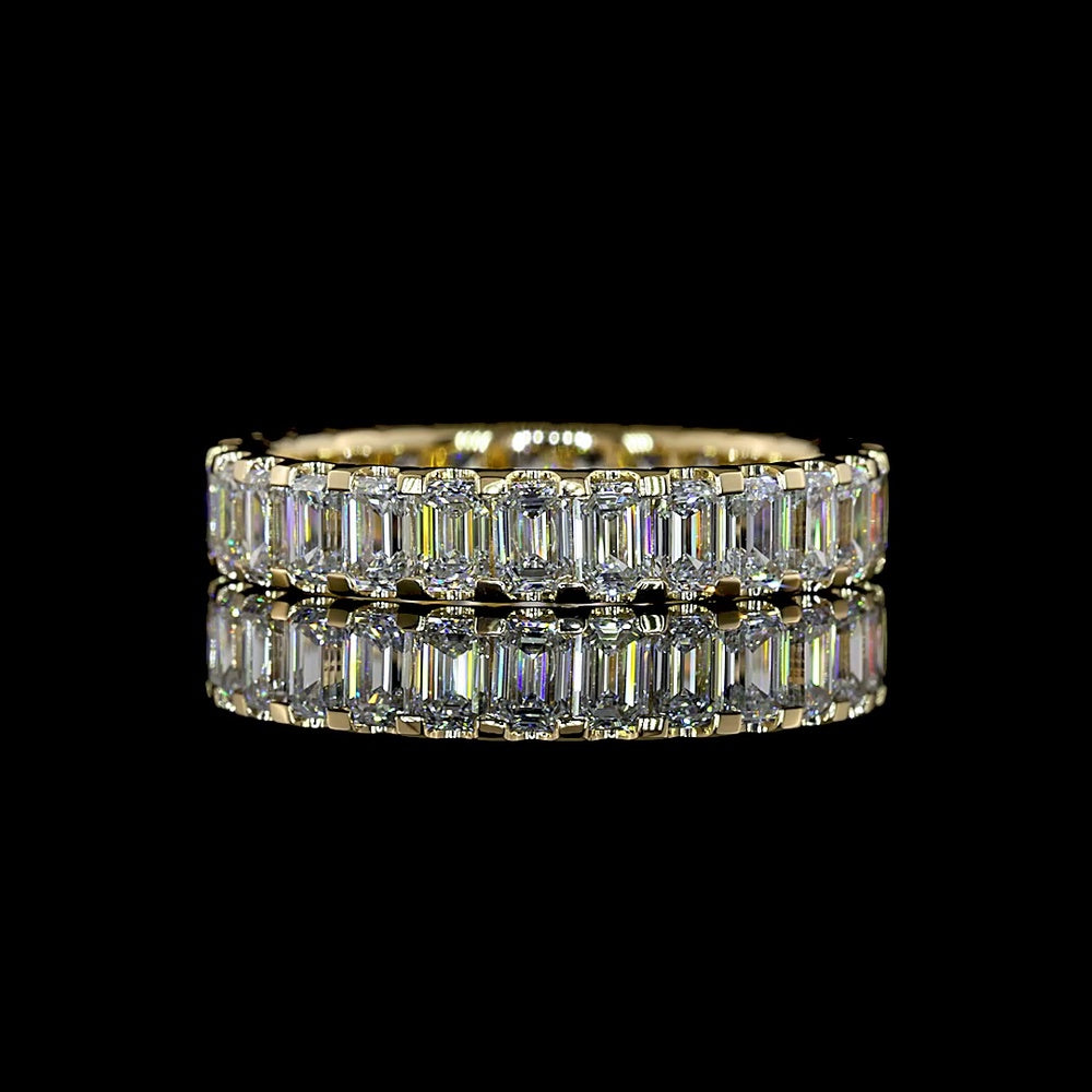 14K Yellow Gold Eternity Band with 27 U-Prong Set Emerald Cut Lab Diamonds - 2.81 Carat Total Weight, E-F Color & VS1 Clarity - Covaloro Fine Jewelry