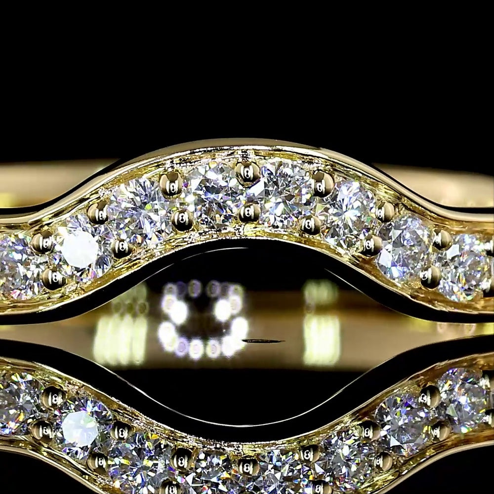 14K Yellow Gold Eternity Band with 30 Prong-Set Round Cut Lab Diamonds - 0.39 Carats Total Diamond Weight - Covaloro Fine Jewelry