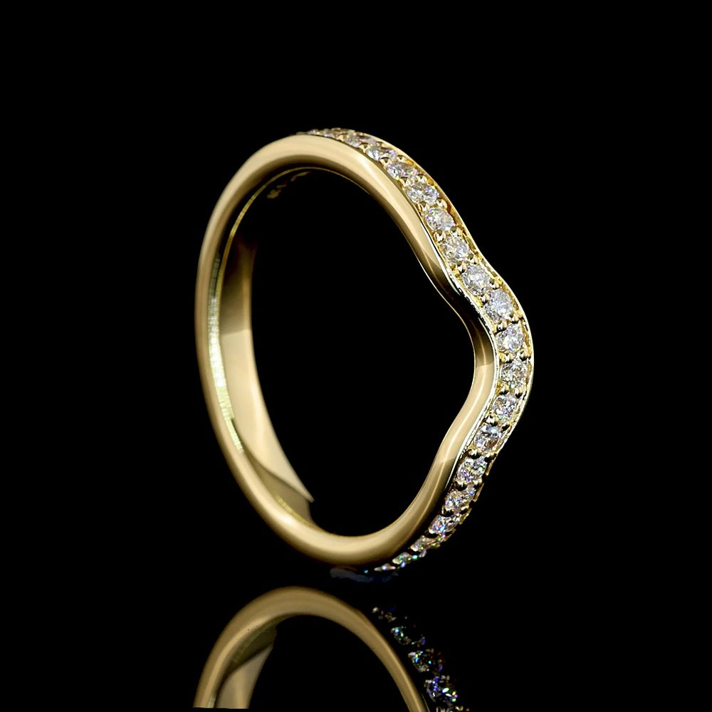 14K Yellow Gold Eternity Band with 30 Prong-Set Round Cut Lab Diamonds - 0.39 Carats Total Diamond Weight - Covaloro Fine Jewelry