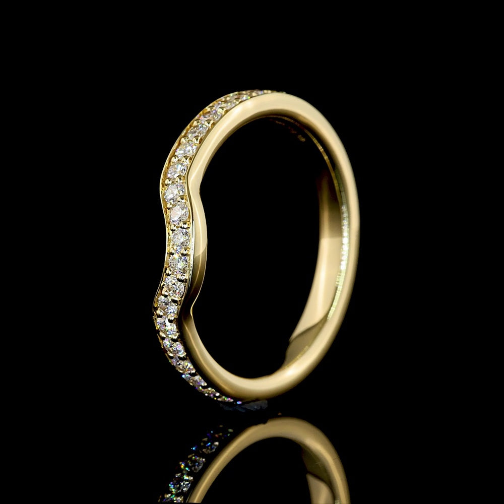 14K Yellow Gold Eternity Band with 30 Prong-Set Round Cut Lab Diamonds - 0.39 Carats Total Diamond Weight - Covaloro Fine Jewelry