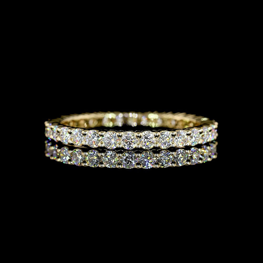 14K Yellow Gold Eternity Band with 30 Round Brilliant Cut Lab Diamonds in Prong Setting - 0.93 Total Carat Weight - Covaloro Fine Jewelry