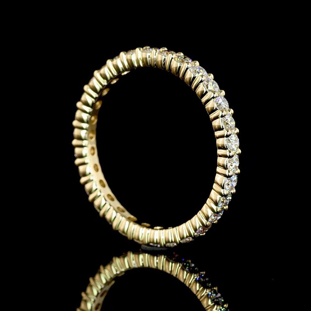 14K Yellow Gold Eternity Band with 30 Round Brilliant Cut Lab Diamonds in Prong Setting - 0.93 Total Carat Weight - Covaloro Fine Jewelry