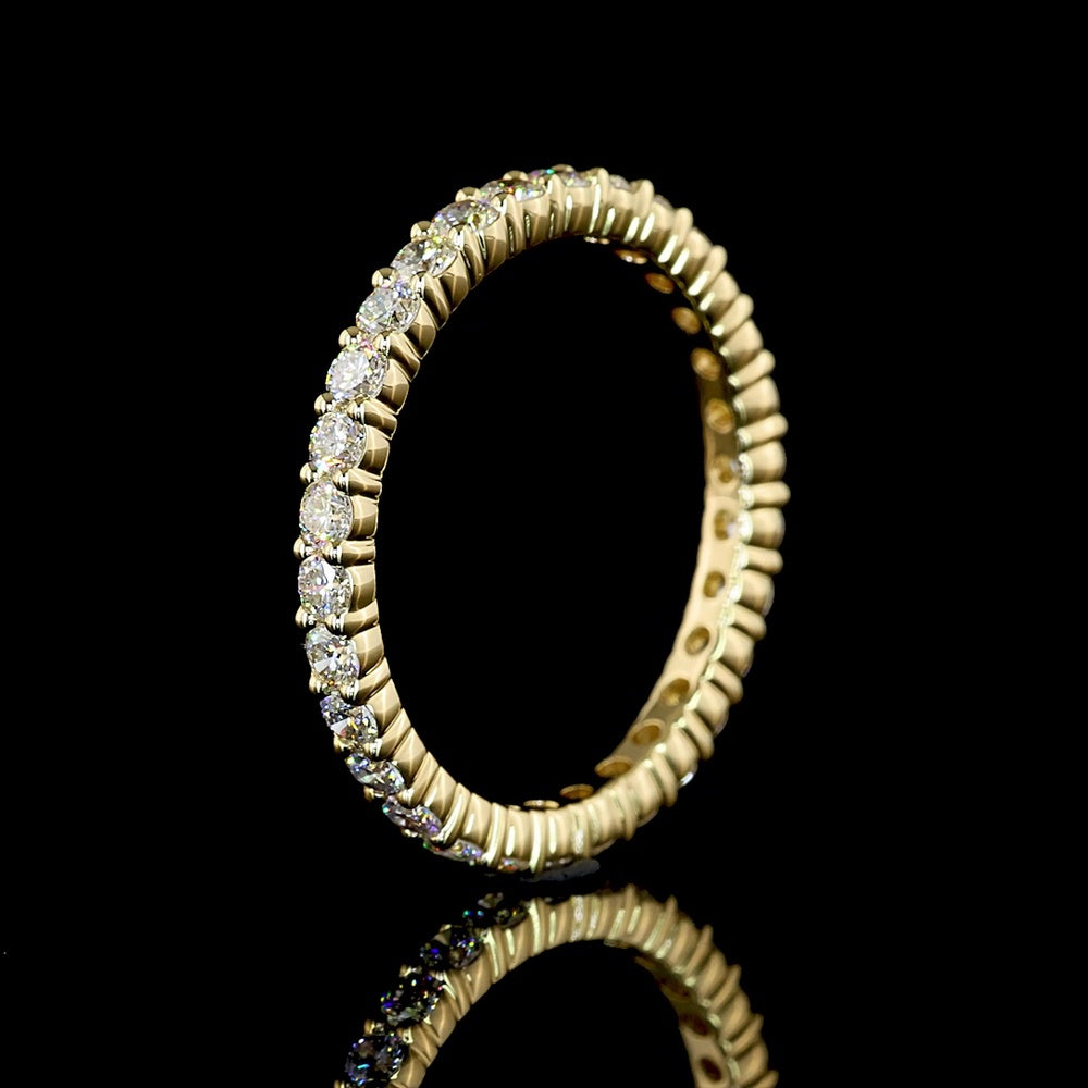 14K Yellow Gold Eternity Band with 30 Round Brilliant Cut Lab Diamonds in Prong Setting - 0.93 Total Carat Weight - Covaloro Fine Jewelry