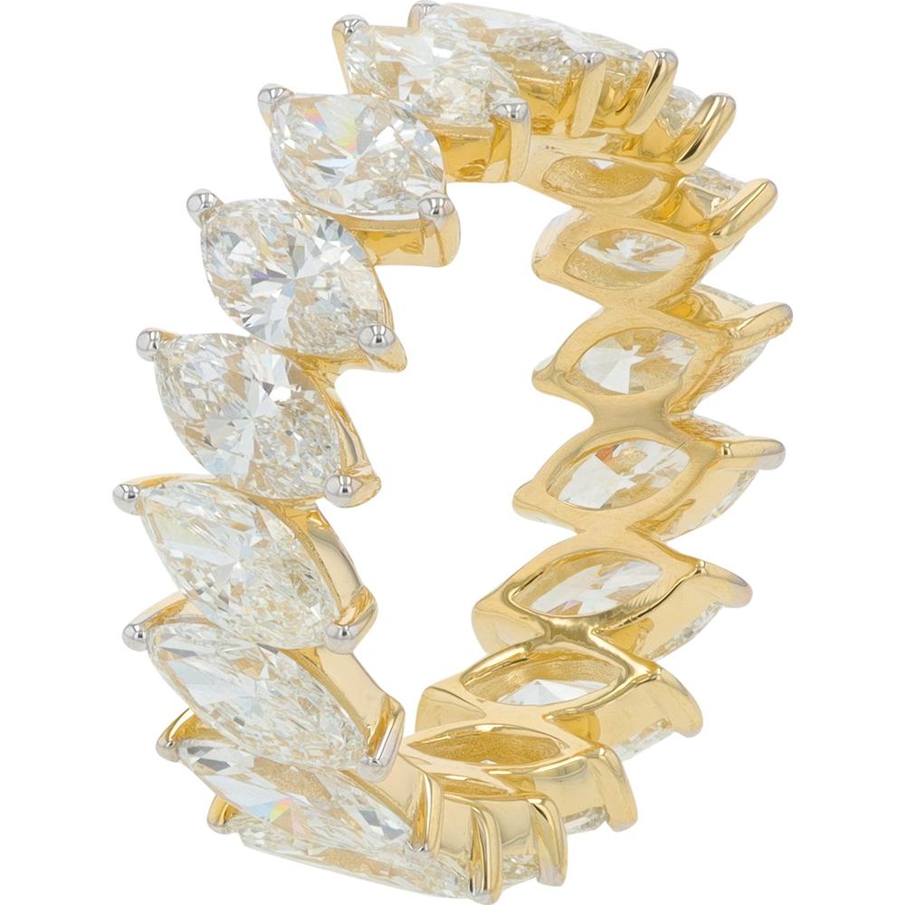 14K Yellow Gold Eternity Band with 5.75 Carat Lab Grown Marquise Diamonds
