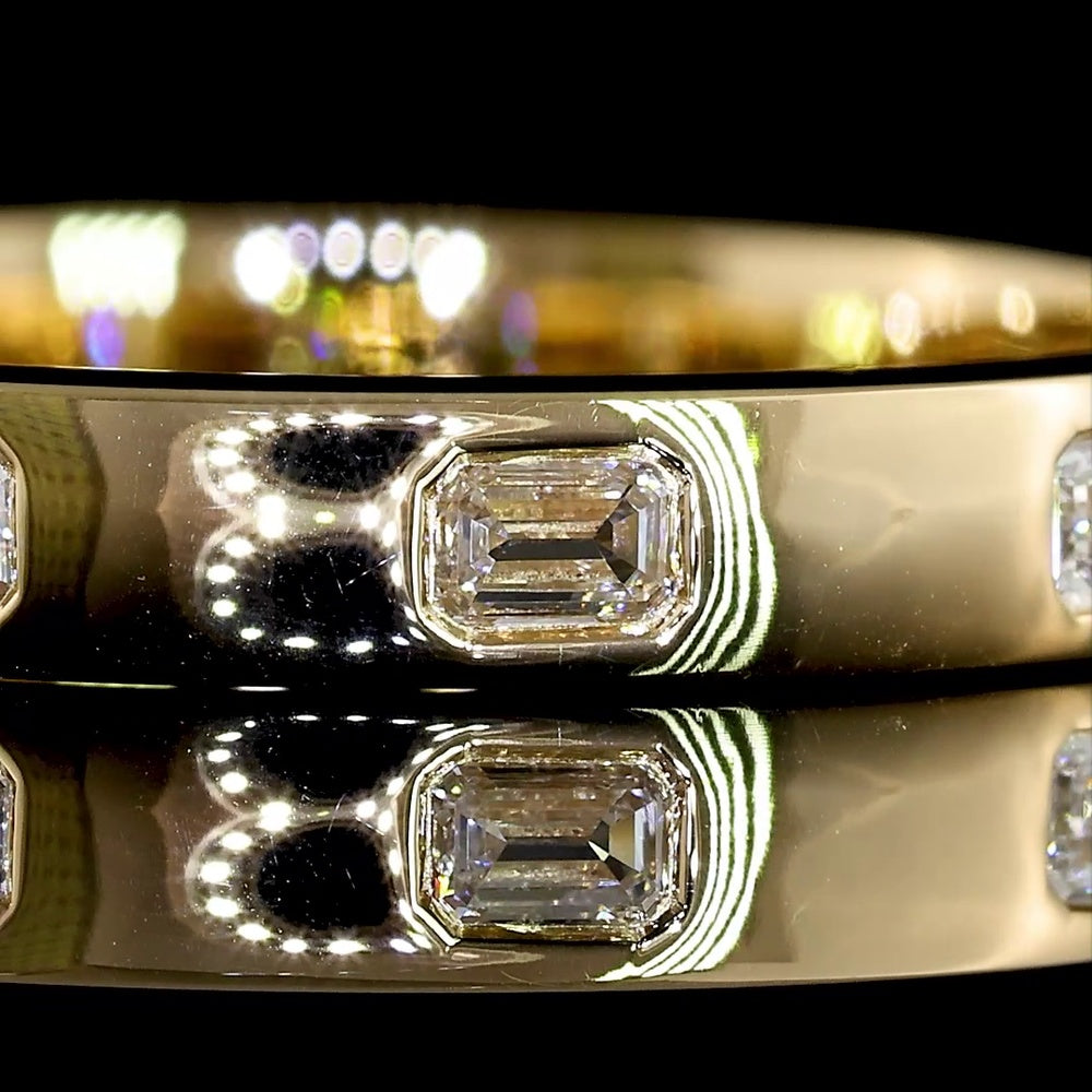 14K Yellow Gold Eternity Band with 7 East-West Flush Set Emerald Cut Lab Diamonds - 0.34 Carats Total Diamond Weight - Covaloro Fine Jewelry