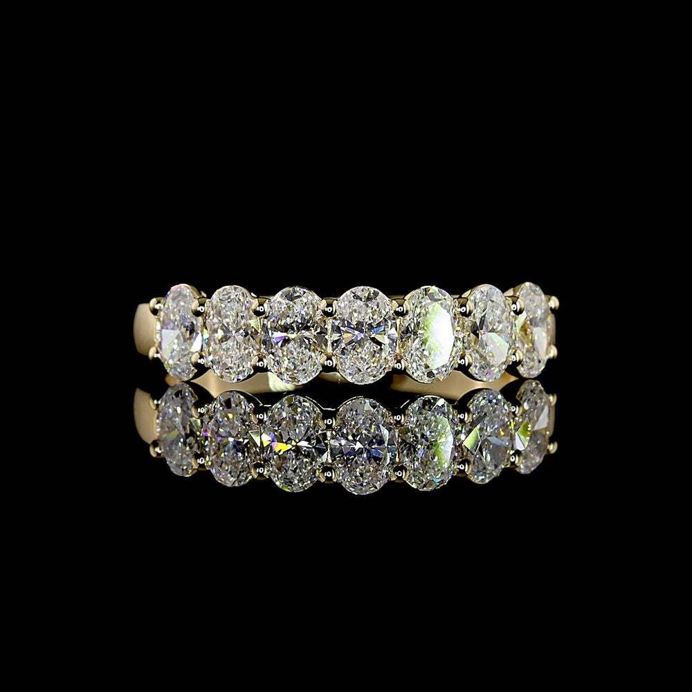 14K Yellow Gold Eternity Band with 7 North-South Oval Cut Lab Diamonds - 1.11 Carats Total Diamond Weight - Covaloro Fine Jewelry