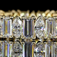 14K Yellow Gold Eternity Band with Alternating Baguette and Marquise Cut Lab Diamonds - 2.6 Carats Total Diamond Weight - Covaloro Fine Jewelry
