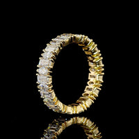 14K Yellow Gold Eternity Band with Alternating Baguette and Marquise Cut Lab Diamonds - 2.6 Carats Total Diamond Weight - Covaloro Fine Jewelry