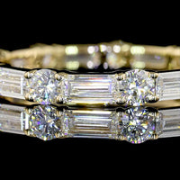 14K Yellow Gold Eternity Band with Alternating Baguette and Round Brilliant Cut Lab Diamonds - 1.73 Carats Total Diamond Weight - Covaloro Fine Jewelry