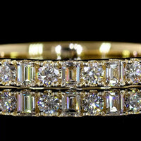 14K Yellow Gold Eternity Band with Alternating Baguette and Round Lab Diamonds - 0.89 Carats Total Diamond Weight - Covaloro Fine Jewelry
