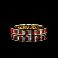 14K Yellow Gold Eternity Band with Alternating Baguette Lab-Grown Rubies and Diamonds - 0.86 Carat Total Weight - Covaloro Fine Jewelry