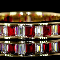 14K Yellow Gold Eternity Band with Alternating Baguette Lab-Grown Rubies and Diamonds - 0.86 Carat Total Weight - Covaloro Fine Jewelry