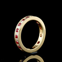 14K Yellow Gold Eternity Band with Alternating Baguette Lab-Grown Rubies and Diamonds - 0.86 Carat Total Weight - Covaloro Fine Jewelry