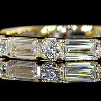 14K Yellow Gold Eternity Band with Alternating East-West Baguette and Brilliant Round Lab Diamonds - 1.97 Carats Total Diamond Weight - Covaloro Fine Jewelry