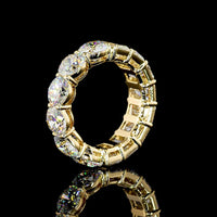 14K Yellow Gold Eternity Band with Alternating Emerald Cut and Round Brilliant Lab Diamonds - 10.72 Carat Total Diamond Weight - Covaloro Fine Jewelry