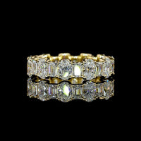 14K Yellow Gold Eternity Band with Alternating Oval and Emerald Cut Lab Diamonds - 3.26 Total Carat Weight, E-F VS1 - Covaloro Fine Jewelry