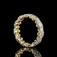 14K Yellow Gold Eternity Band with Alternating Oval and Emerald Cut Lab Diamonds - 3.26 Total Carat Weight, E-F VS1 - Covaloro Fine Jewelry