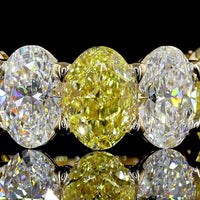 14K Yellow Gold Eternity Band with Alternating Oval Cut Fancy Vivid Yellow and Colorless Lab Diamonds - 7.92 Carats Total Diamond Weight - Covaloro Fine Jewelry
