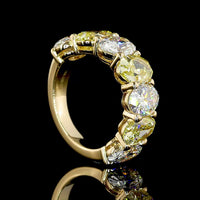 14K Yellow Gold Eternity Band with Alternating Oval Cut Fancy Vivid Yellow and Colorless Lab Diamonds - 7.92 Carats Total Diamond Weight - Covaloro Fine Jewelry