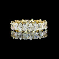 14K Yellow Gold Eternity Band with Alternating Pear and Radiant Cut Lab Diamonds - 3.31 Carat Total Diamond Weight, E-F Color VS1 Clarity - Covaloro Fine Jewelry