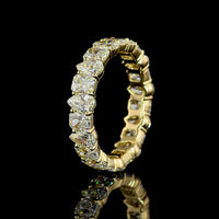 14K Yellow Gold Eternity Band with Alternating Pear and Radiant Cut Lab Diamonds - 3.31 Carat Total Diamond Weight, E-F Color VS1 Clarity - Covaloro Fine Jewelry