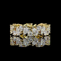 14K Yellow Gold Eternity Band with Alternating Pear Shape and Round Brilliant Lab Diamonds - 2.48 Carat Total Weight, E-F Color VS1 Clarity - Covaloro Fine Jewelry