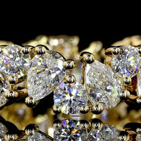 14K Yellow Gold Eternity Band with Alternating Pear Shape and Round Brilliant Lab Diamonds - 2.48 Carat Total Weight, E-F Color VS1 Clarity - Covaloro Fine Jewelry