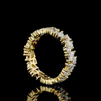 14K Yellow Gold Eternity Band with Alternating Pear Shape and Round Brilliant Lab Diamonds - 2.48 Carat Total Weight, E-F Color VS1 Clarity - Covaloro Fine Jewelry