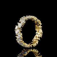 14K Yellow Gold Eternity Band with Alternating Pear Shape and Round Brilliant Lab Diamonds - 2.48 Carat Total Weight, E-F Color VS1 Clarity - Covaloro Fine Jewelry