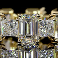 14K Yellow Gold Eternity Band with Alternating Princess Cut and Emerald Cut Lab Diamonds - 8.02 Carats Total Diamond Weight - Covaloro Fine Jewelry