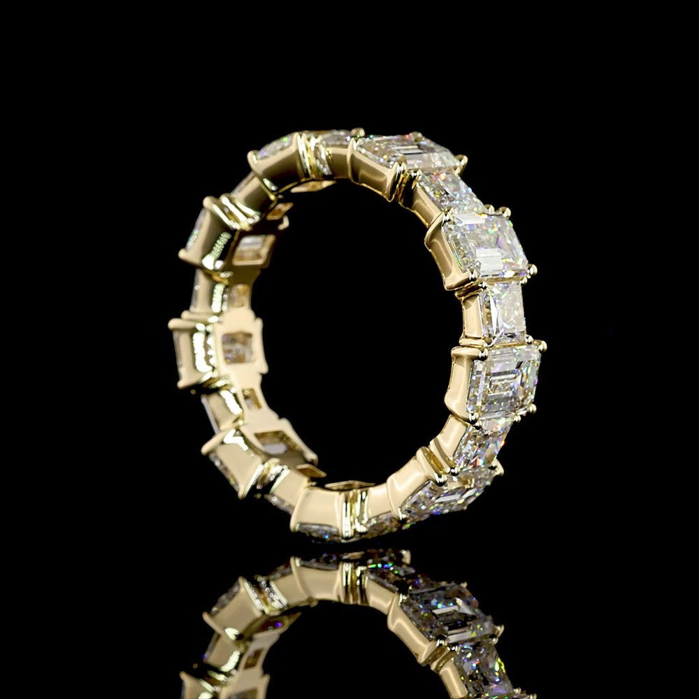 14K Yellow Gold Eternity Band with Alternating Princess Cut and Emerald Cut Lab Diamonds - 8.02 Carats Total Diamond Weight - Covaloro Fine Jewelry