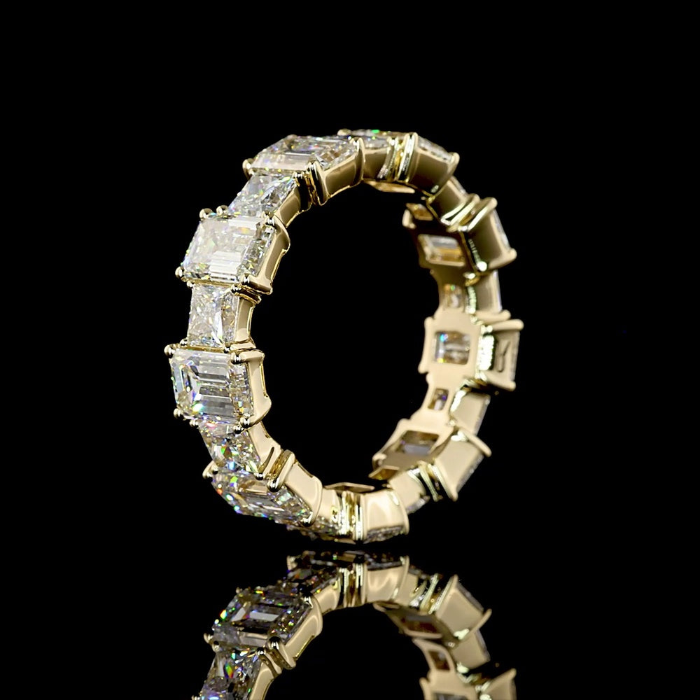 14K Yellow Gold Eternity Band with Alternating Princess Cut and Emerald Cut Lab Diamonds - 8.02 Carats Total Diamond Weight - Covaloro Fine Jewelry