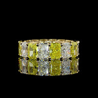 14K Yellow Gold Eternity Band with Alternating Radiant Cut Fancy Vivid Yellow and White Lab Diamonds - 8.91 Carats Total Diamond Weight - Covaloro Fine Jewelry
