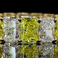 14K Yellow Gold Eternity Band with Alternating Radiant Cut Fancy Vivid Yellow and White Lab Diamonds - 8.91 Carats Total Diamond Weight - Covaloro Fine Jewelry