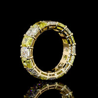 14K Yellow Gold Eternity Band with Alternating Radiant Cut Fancy Vivid Yellow and White Lab Diamonds - 8.91 Carats Total Diamond Weight - Covaloro Fine Jewelry