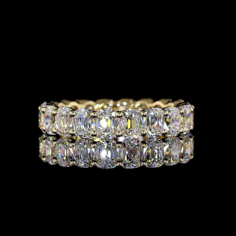 14K Yellow Gold Eternity Band with Antique Cushion Cut Lab Diamonds - 4.22 Carat Total Weight, 20 Stones, E-F VS1 Clarity - Covaloro Fine Jewelry