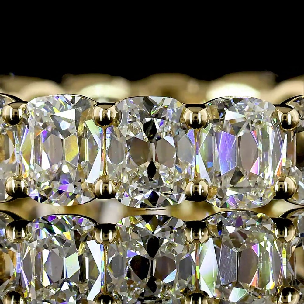 14K Yellow Gold Eternity Band with Antique Cushion Cut Lab Diamonds - 4.22 Carat Total Weight, 20 Stones, E-F VS1 Clarity - Covaloro Fine Jewelry